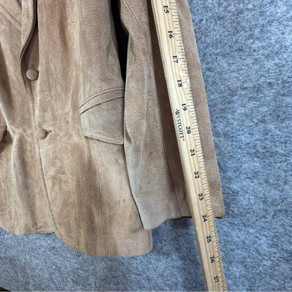 Vintage American West Suede Leather Blazer Tan Western Jacket Rodeo Festival - Picture 7 of 16